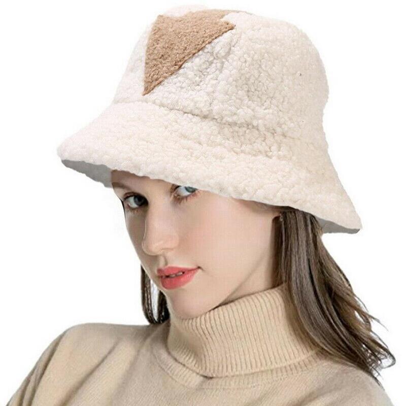 Appa Bucket Hat Hip Hop Lamb Wool Gorros Fishing Cap Fur Bucket Hat Plaid Panama Winter Warm Arrow Symbol Print Appa Bucket Hat