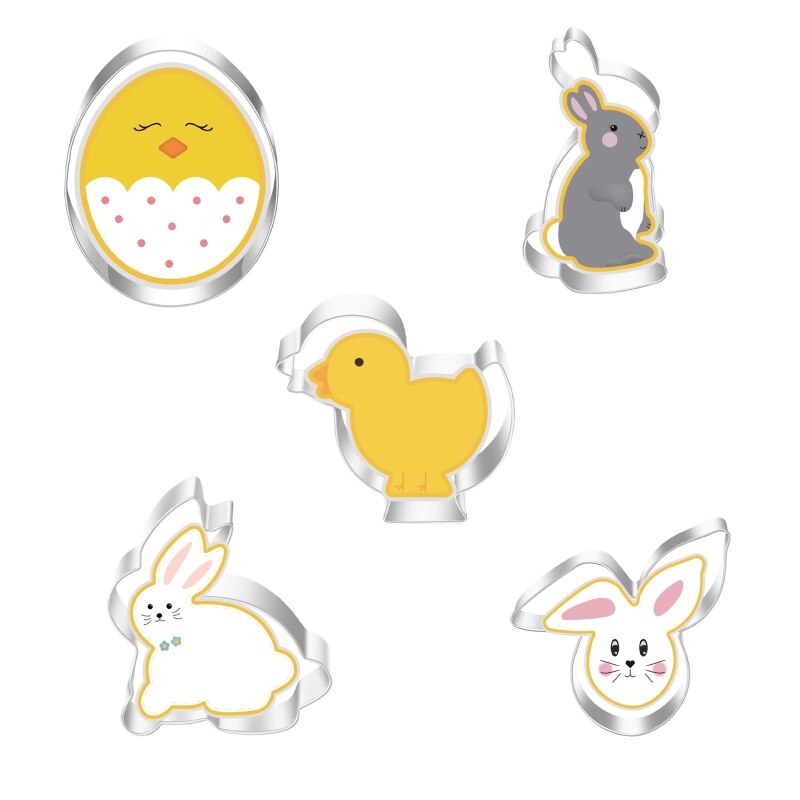 11 Pack Easter Cookie Cutters Set Egg Rabbit Bunny Hare Chicken Butterfly Carrot Fondant Biscuit Cutters Stainless Steel B03E