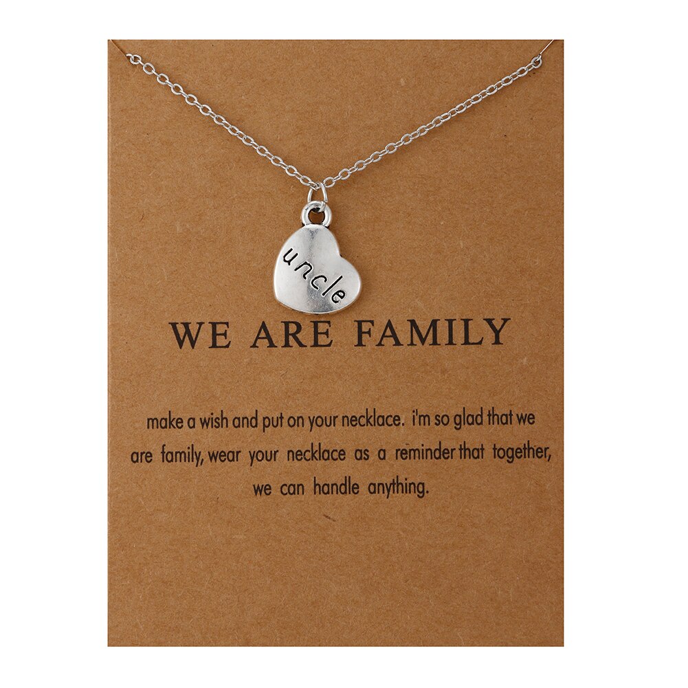 Heart Love We Are Family Tree Dad Mom Sister Members Alloy Pendant Necklace Jewelry