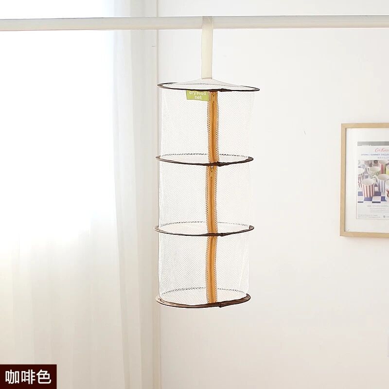 Drying Net Multifunctional Household Tools Clothes Drying Vegetable Fruit Drying Basket Home Kitchen Foldable Drying Rack: Dark Khaki