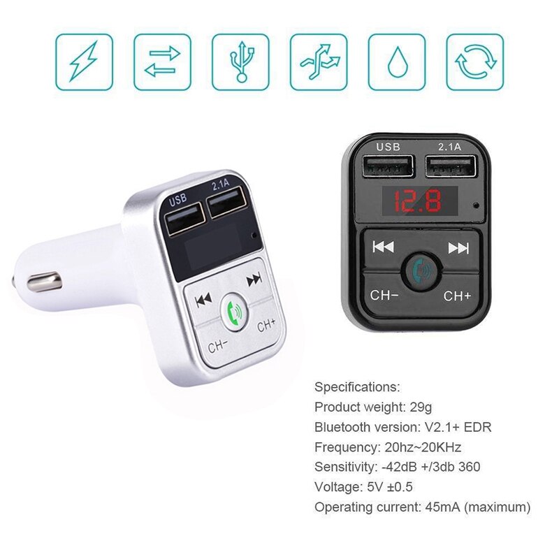 Bluetooth inalámbrico Fm cargadores de coche transmisor Led Mp3 reproductor cargador 2 Usb Kit manos libres de coche accesorios de coche