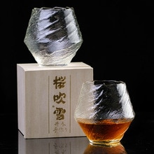 Japan EDO Blasen Schnee Kunstwerk Whiskey Ordentlich Glas Holz Kasten Nische Schnaps XO Whiskey Kristall Wein Glas Cognac Brandy Schwenker