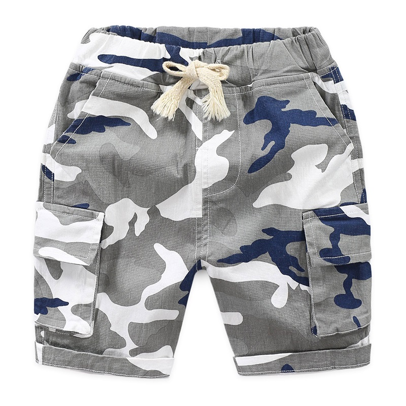 Pantalones cortos DE camuflaje para niños pantalones DE algodón holgados informales, deportivos, para playa: Gris / 2T