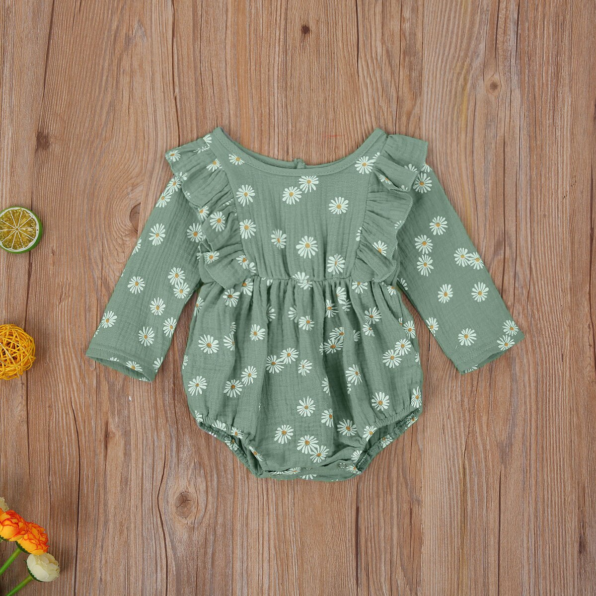 FOCUSNORM 0-24M Infant Baby Girls Boys Rompers Long Sleeve Ruffles Floral Print Jumpsuit Princess Baby Girls Clothes