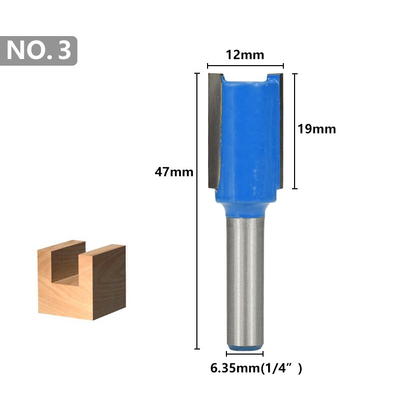 2 räfflor rakt ändfräskantfräsbits 8mm 1/4 skaft volframkarbidfräsbitar trägraveringsbitar flush trimfräsbit: Nr .3