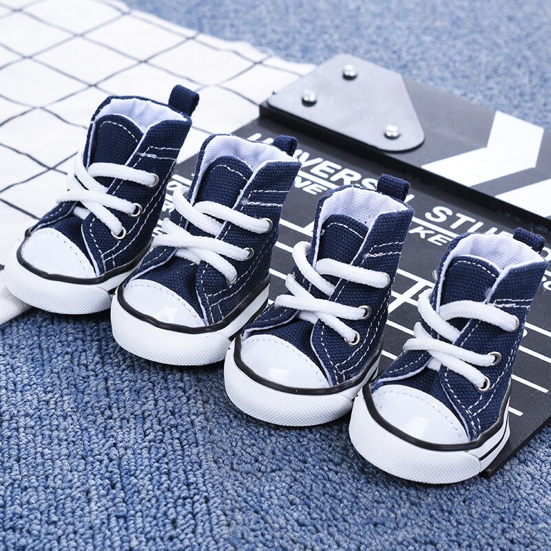 Zapatos para perros de tela vaquera azul, zapatos clásicos para perros pequeños y medianos, calzado deportivo para exteriores antideslizante, botas para perros, Bulldog Francés, Pug