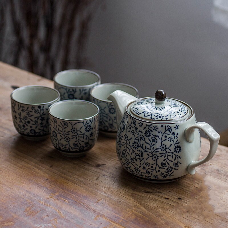 Juego de té de porcelana china tradicional, tetera artesanal de cerámica exquisita, azul y blanco, para el hogar: A2