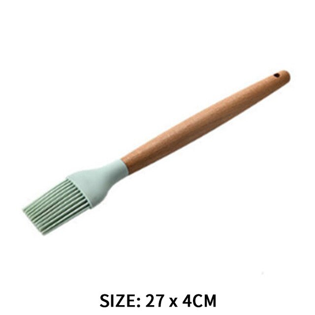 Kitchen Tools Natural Acacia Wood Silicone Cookware Utensil Set Cozinha Spatula Soup Pasta Mestoli Silicone Kitchen Accessories: 09