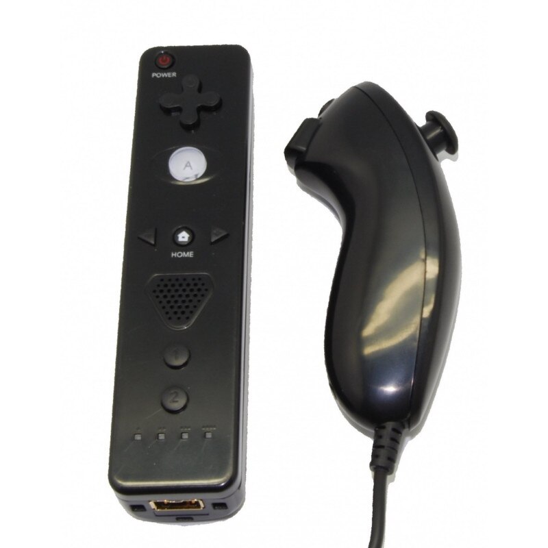 Pack Wii Remote Con Motion Plus Incorporado+ Nunchuck Compatible Negro