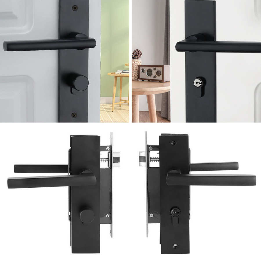 Aluminum Door Handle Lock European Style Bedroom Interior Door Lock set with Keys Screw Home Security Accessories Lock Security