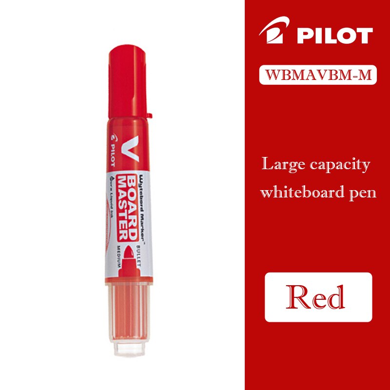 6 pieces of PILOT whiteboard pen round head large capacity ink WBMAVBM replaceable refill 6 color optional: Red