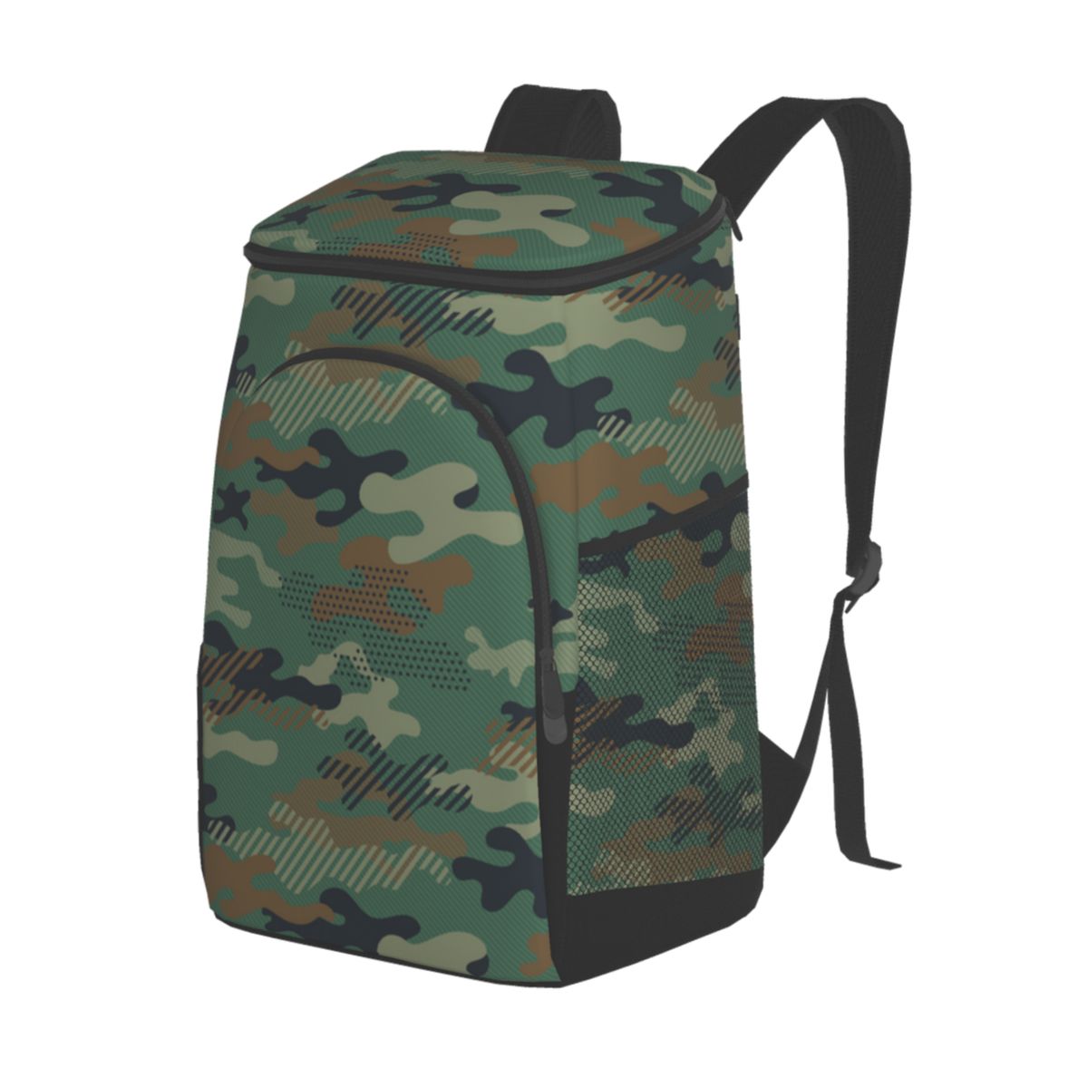 Camouflage 45 Cans Insulated Cooler Backpack Lunch Cooler Bag for Lunch Picnic Hiking Camping Beach Park Day Trips: Black 2