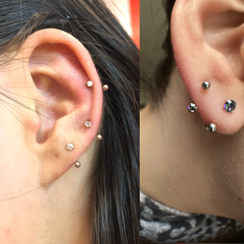 Arete de acero inoxidable con forma de hélice para la nariz, pendiente de 20G, 6-10mm, para Piercing de oreja, para el lóbulo, Tragus, cartílago, 2 unidades