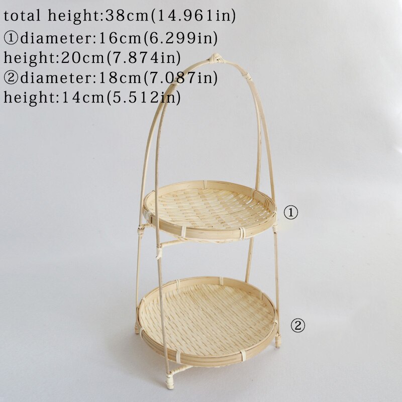Cestas de paja tejidas de bambú, estante de nivel de mimbre, almacenamiento de alimentos y pan de frutas, Decoración de cocina, bandeja redonda, contenedor de anier Osier: TW050C