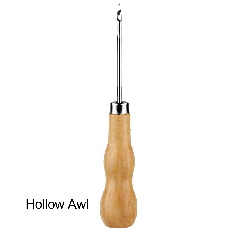 Punzón de costura con mango de madera, herramienta de punzón para rascar, punzonado para bolsa de cuero, herramienta de reparación de zapatos de costura hecha a mano, 1 ud.: Caqui oscuro