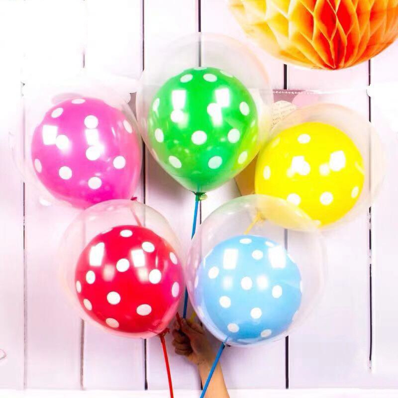 12-Inch Double-Layer Transparent Latex Balloon Birthday Party Decoration Baby Shower Mix and Match