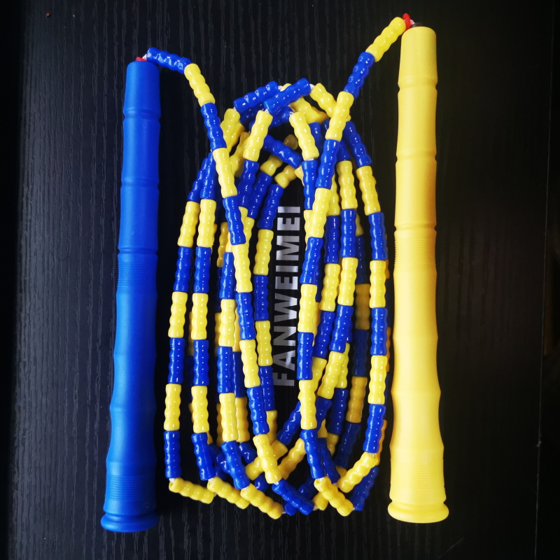 NEVERTOOLATE SOFT PVC beads freestyle long handle Bamboo Skipping Rope beaded Skipping Rope Indoor Sports: Yellow