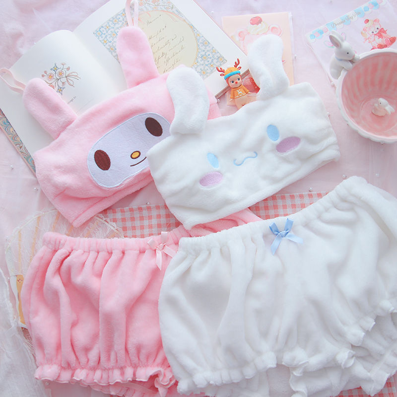 Velvet Pajamas for Teenagers Adorable Pink Home Clothing Two Piece Autumn Winter Cute Underwear Women Kawaii Pyjamas Pj Shorts