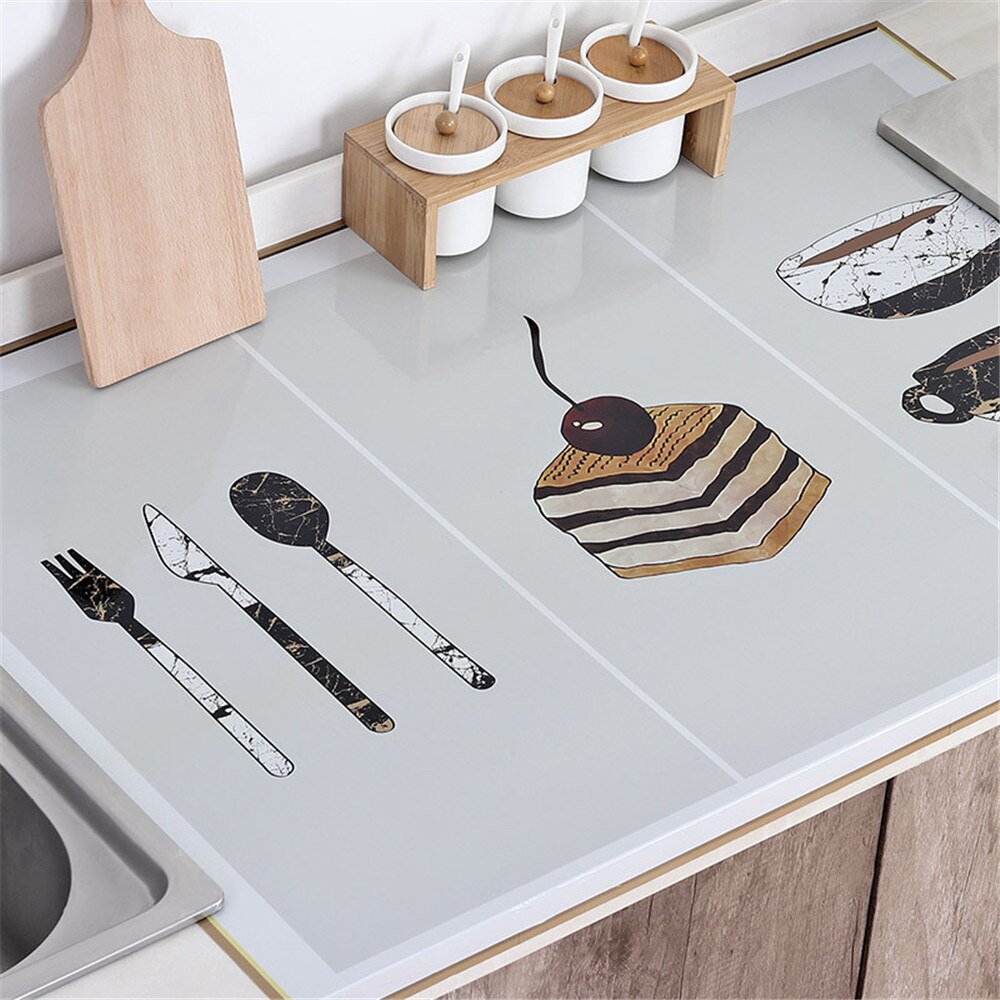 90*60cm Wall Stickers Kitchen Oil Stickers High Temperature Waterproof Self-adhesive Cabinet Stove Wall Tile Wall Stickers Hood