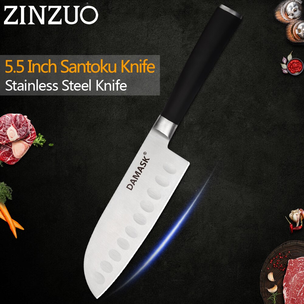 Zinzuo Master Chef Keukenmessen 3Cr13mov Super Sharp Blade Pakka Houten Handvat Roestvrij Stalen Mes Japanse Koken Gereedschap: 5.5 inch santoku