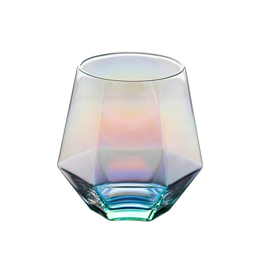 Geometry Whiskey Glass Diamond Crystal Glass Cup Golden Rim Transparent Coffee Milk-Tea Mug Home Bar Drinkware Couple Glass Cup: Colorful