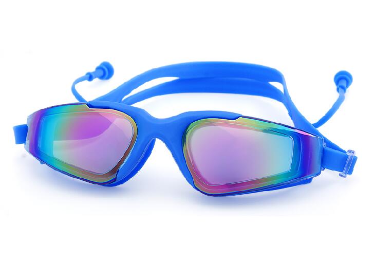 Zwembril heren dames anti-condens oordopjes voor volwassenen arena zwembril gafas natacion waterdichte zwembril: Blauw
