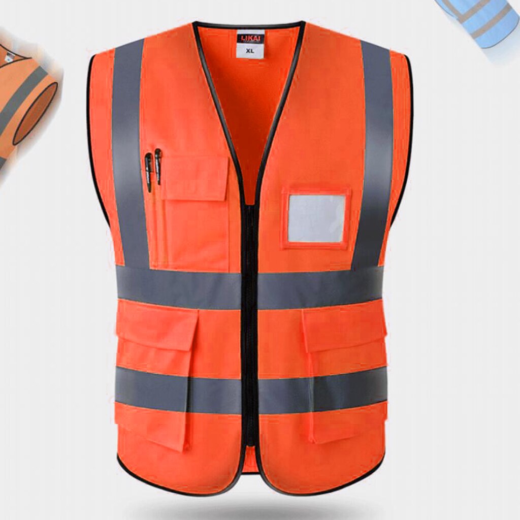 Sikkerhetsvest med høy synlighet, neon , 3 størrelser 5 farger å velge