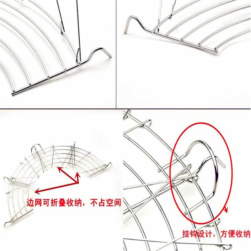 Multi-function Frying Oil Filter Rack Stainless Steel Semicircle Steaming Drain Oil Holder Kitchen Cooking Foldable Gadgets