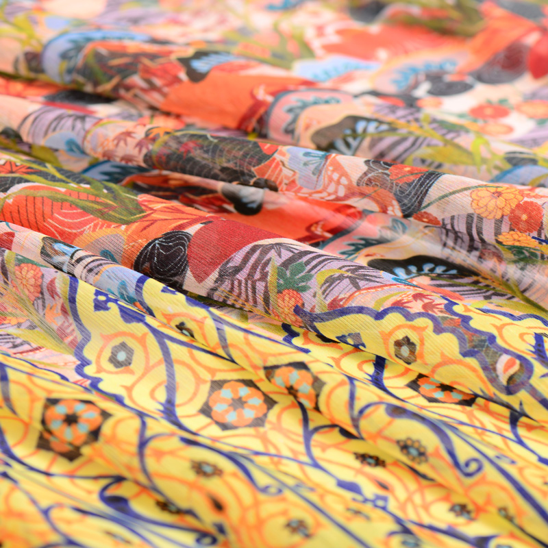 140cm digital printing silk linen fabric 12mm Chinese silk fabric cheongsam dress natural linen fabric linen cloth