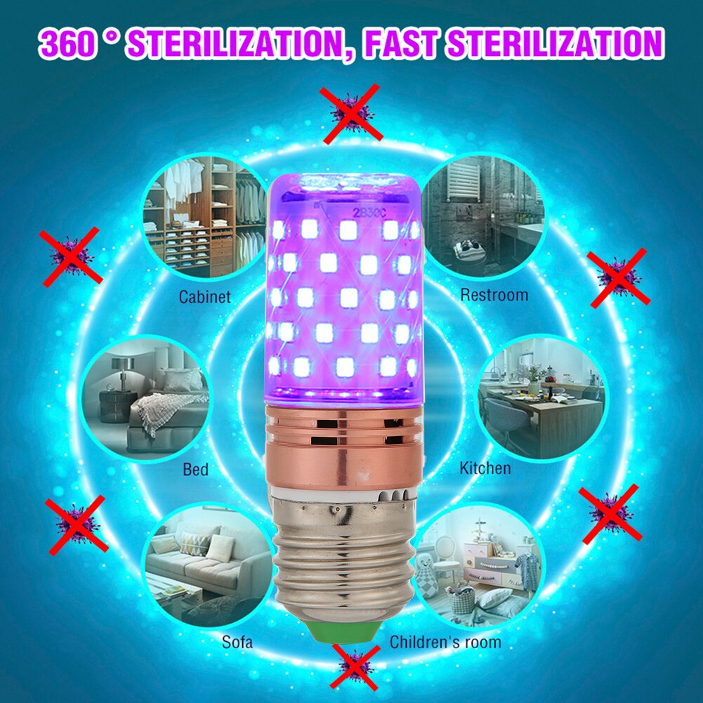 E27 60 LED UV Germicidal Corn Lamp Home Sterilize Disinfection Light Bulb Strong Light UV Lamp