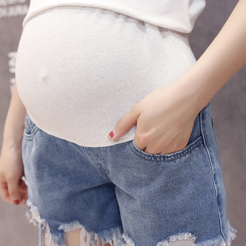 Pantalones cortos de Jean para embarazadas, pantalones Capri de pierna ancha, ropa Prenatal para mamá, ropa de maternidad, ropa de embarazo 4011