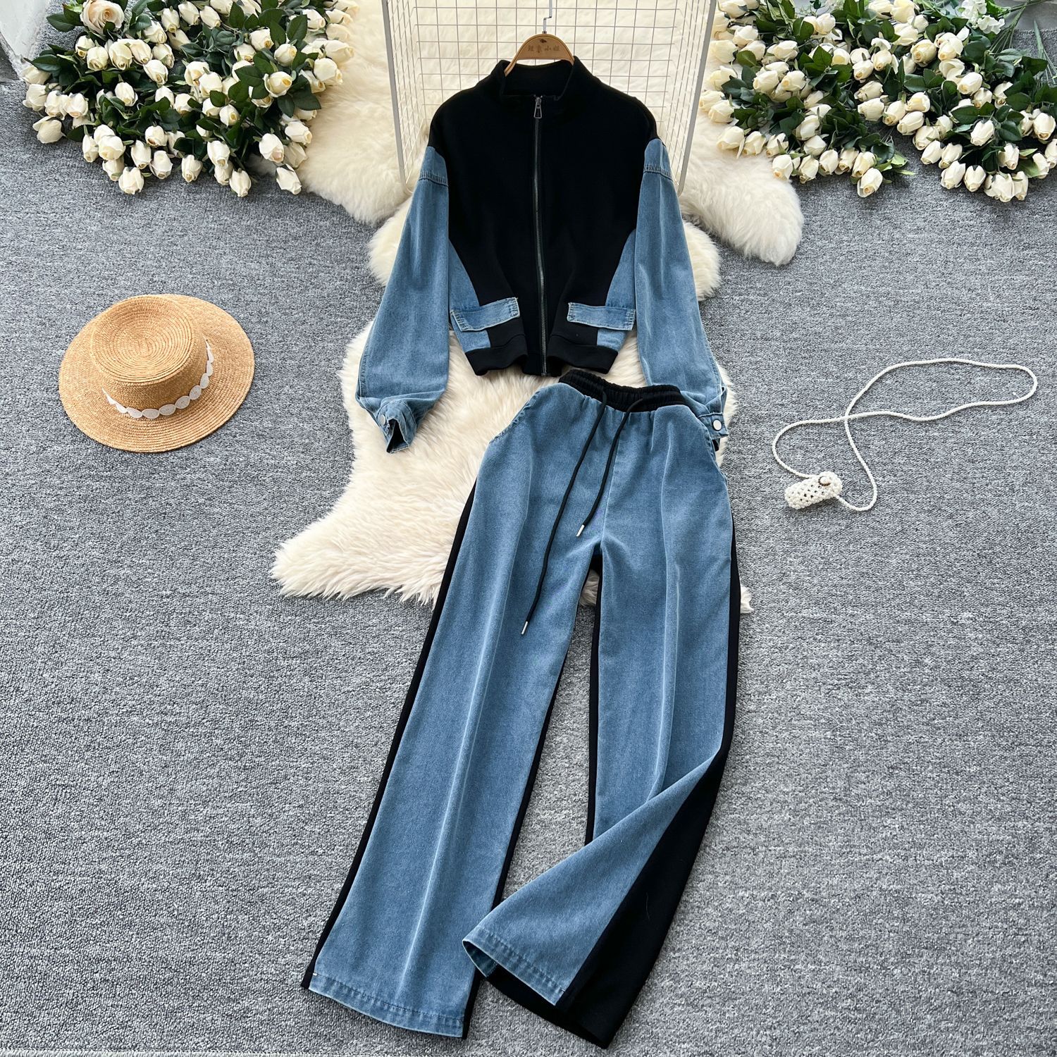 Bukses t Dame Todelt S t Denim Standkrave Matchend Grandado bukses-t-dame-todelt-s-t-denim-standkrave-matchend-grandado