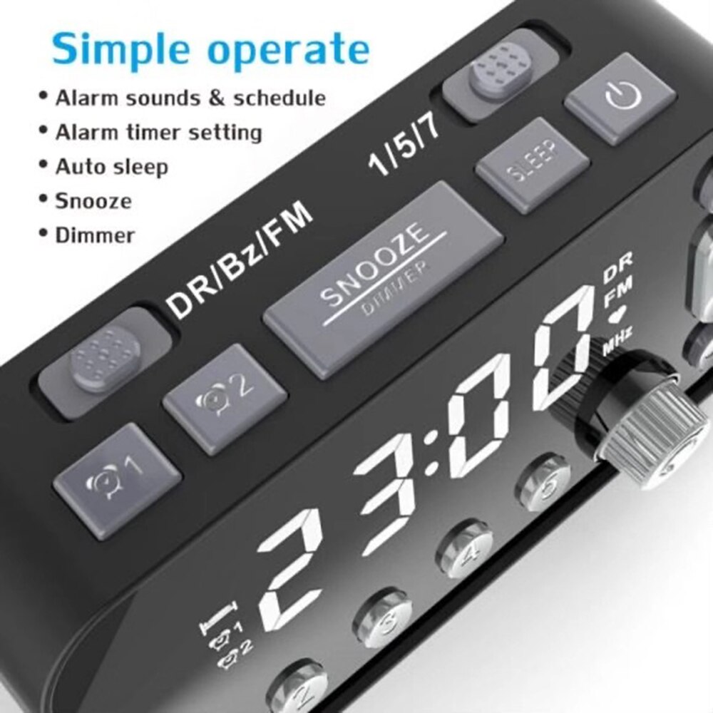 Autoradio, autoradio, digitale wekker, dab- en fm-wekkerradio, dubbele usb-oplaadfunctie, lcd-scherm, instelbaar alarmvolume