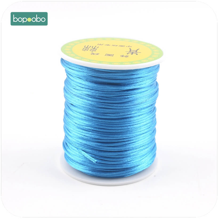 Bopoobo farverige 1mm 80 meter satinsilke reb nylon ledning til baby tænder tilbehør tænder halskæde rattail ledning diy værktøj: Blå
