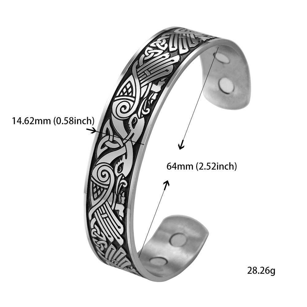 Skyrim saluto Terapia Magnetica 316L Bracciali in Acciaio Inox Fenice totem Vichingo Del Polsino Del Braccialetto Del Wiccan Amuleto Del Braccialetto Delle Donne Degli Uomini: stile 2 nero