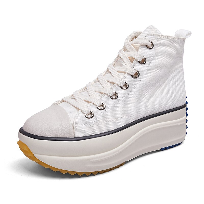 Dame støvler lærred kvinder støvler snøre dame sko afslappet dame sko flade snøre sko til kvinder dame sneaker: Hvid / 39