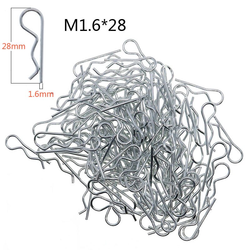 Pinces à cheveux en acier de Type R pour tracteur de voiture, 100 pièces, M1 M1.2 M1.6 1:8 1:10: M1.6x28mm / 40PCS