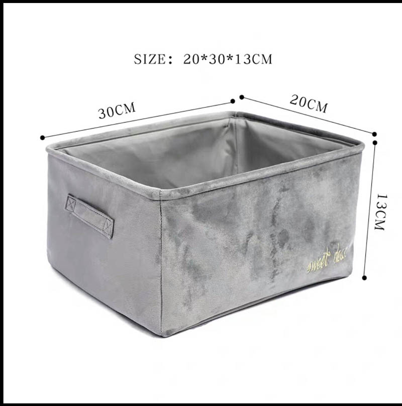 Velvet Storage Box Nordic Style Desktop Cosmetics Storage Basket Snack Book Sundries Storage Basket Organizer: Grey-s