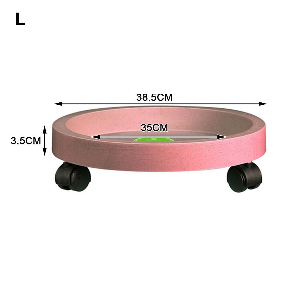 Removable Flower Pot Tray Universal Wheels Round Plastic Tray Flower Pot Rack Plant Stand Rolling Potted Plant Stand Fe25: Red L