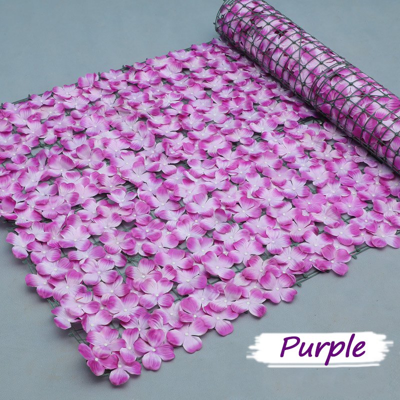 Kunstig blomsterhegn hækvæg lodret gårdsplads hækhegn udendørs havehegn dekoration privatliv beskyttelse sakura skærm: 3m * 3m / Lilla