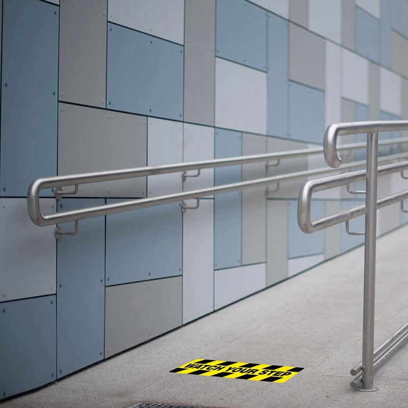 6PCS Watch Your Step Floor Decal Sticker Premium Self-Adhesive Vinyl, Laminated Non-Slip, Waterproof Sticker