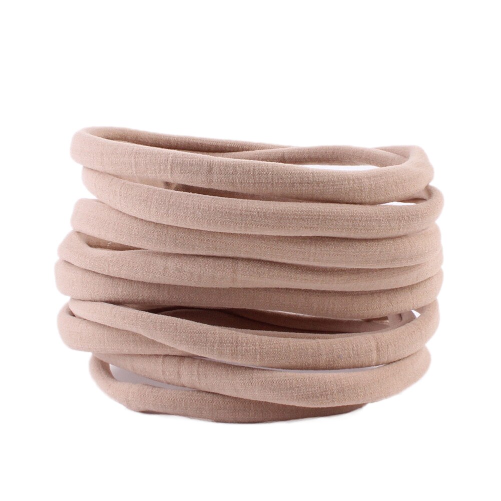 10 unids/lote liso elástico de Nylon banda de pelo para niñas diademas de bebé niños banda de pelo accesorios para el cabello de: Dark Khaki