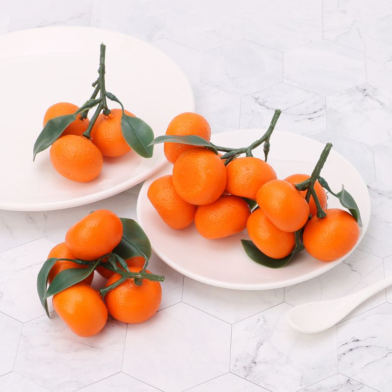 Mandarina Artificial realista, frutas naranjas, exhibición falsa, decoración de comida, decoración de en casa