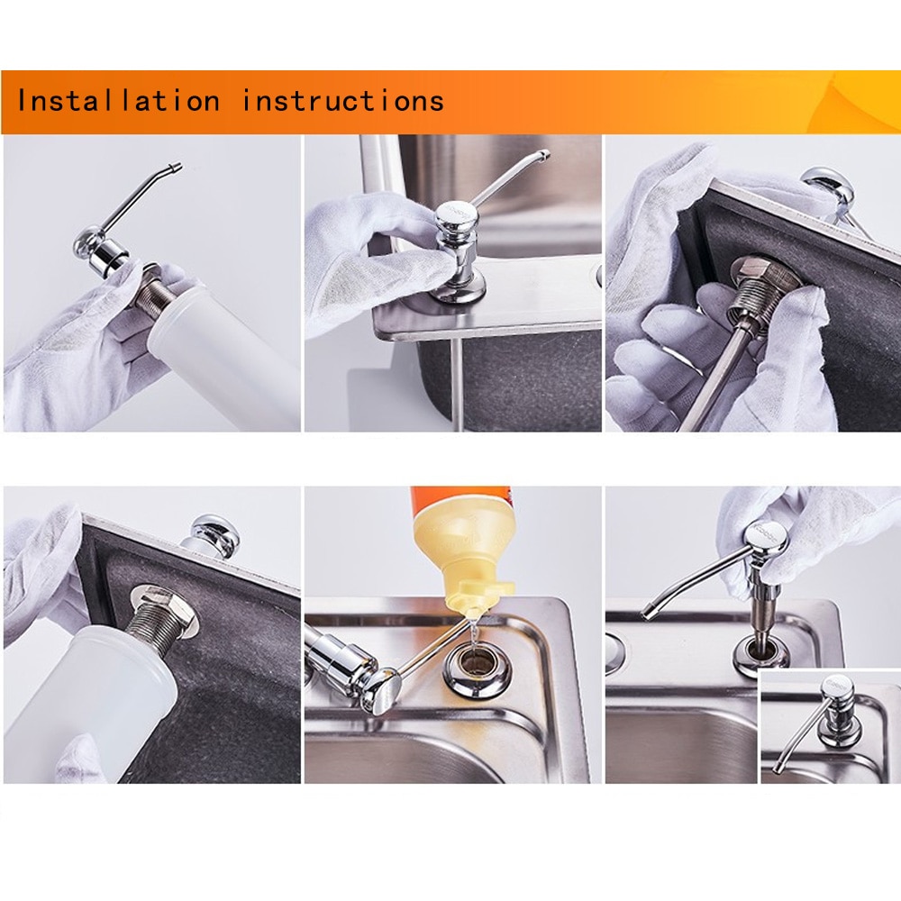Kitchen Sink Soap Dispenser ABS Plastic Built In Lotion Pump Plastic Bottle For Bathroom And Kitchen Liquid Soap Organize