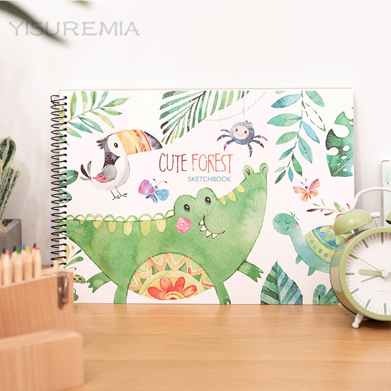 Yisuremia Kawaii 50 Sheets A4 Coil SketchBook Art Drawing Painting Template Graffiti Sketch Books School Office Art Supplies