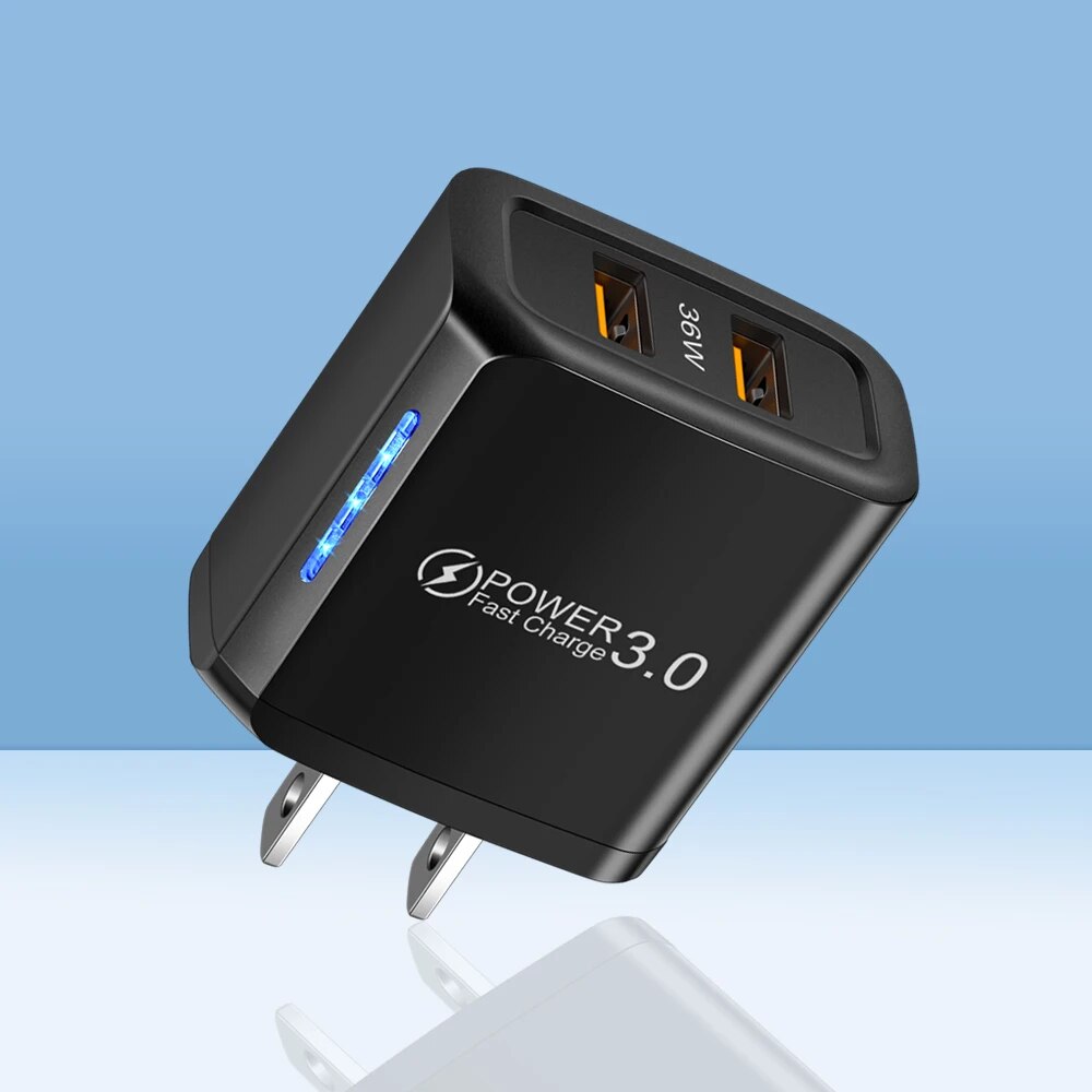 2 puertos 36W USB cargador de teléfono móvil Quick 3.0 adaptador de carga rápida de pared para iPhone Xiaomi Samsung Huawei: UE