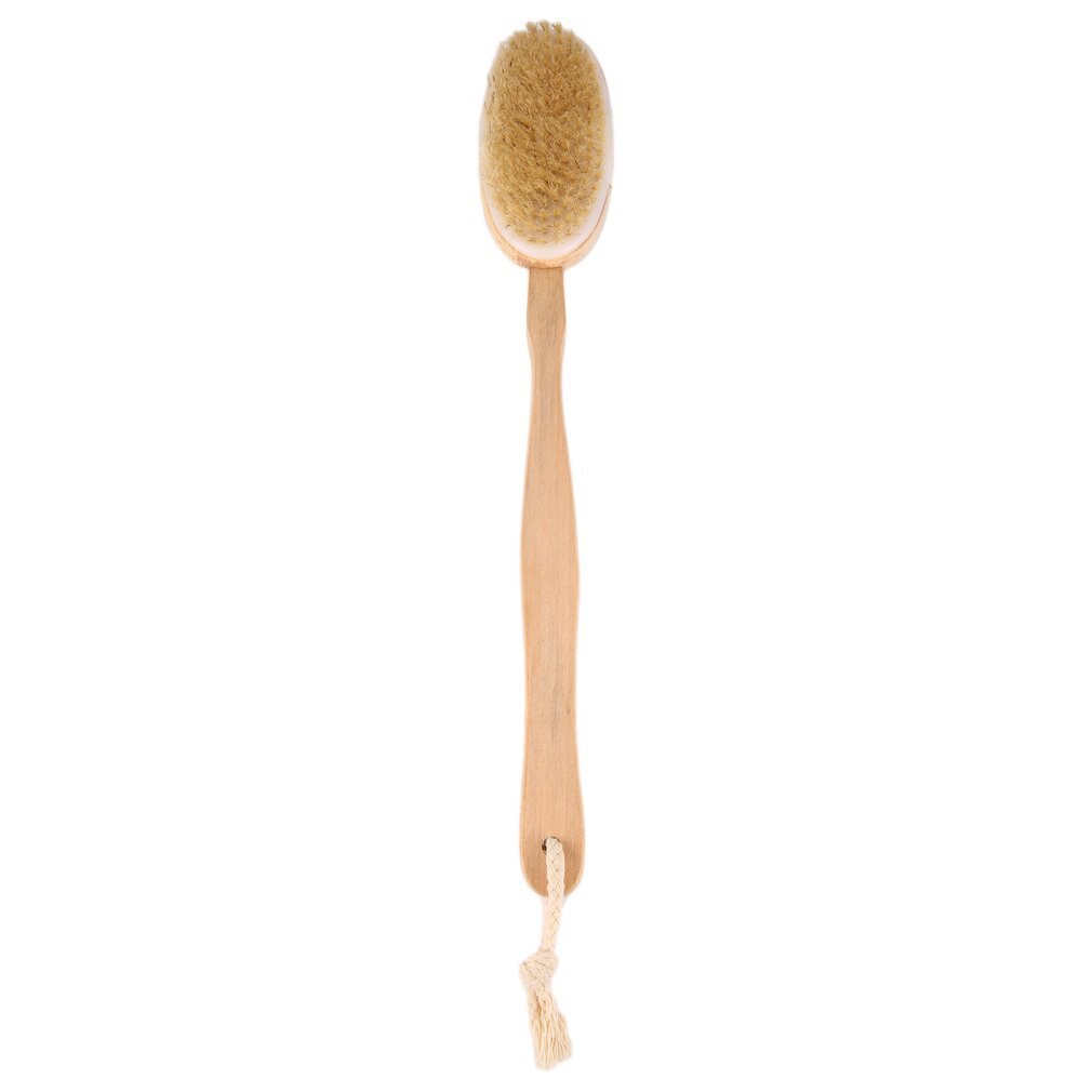 Natural Long Handled Wooden Body Brush Massager Wood Bath Shower Back Scrubber Skin Cleaning Brush For Back Cleaning Helper