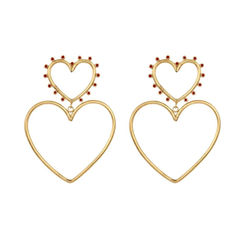 Grandes boucles d'oreilles exagérées de Style Punk, boucles d'oreilles à gouttes d'huile, boucles d'oreilles à grand amour creux, tournage de rue, en plaqué or: Couleur or jaune pâle