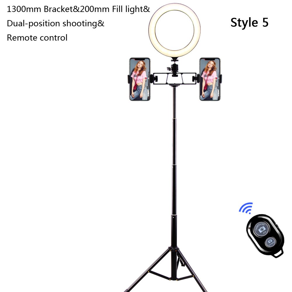 Fotografering makeup lampe spejl led selfie lys 260mm dæmpbar make up kamera telefon lampe med bordstativ telefon holder stand: Stil 5