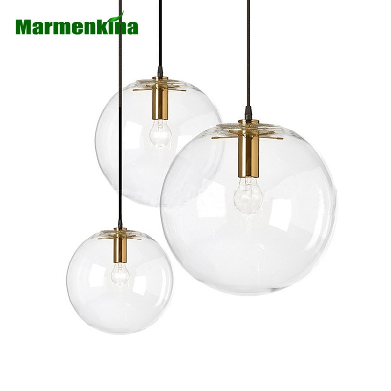 Nordic moderne minimalistische glazen bal hanglamp Single-head restaurant bar hanglamp E27 AC110V 220V 230V